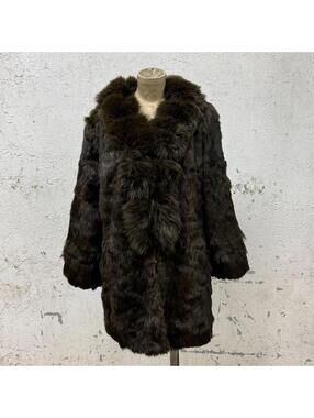 Vintage Y2K Olive Green Rabbit & Fox Fur Coat